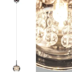 Straluma Hanglamp Pearl klein chroom + smoke glas> Nachtkastlampen|Pearl