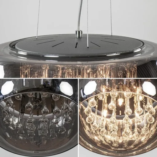 Straluma Hanglamp Pearl Raindrops smokey glas> Eettafellampen|Pearl