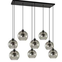 Straluma Hanglamp plaat 8-L zwart glas smoke 25cm> Eettafellampen|Pendel Lampen