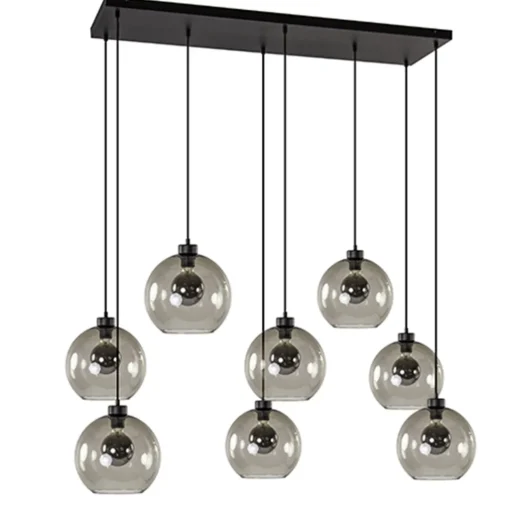 Straluma Hanglamp plaat 8-L zwart glas smoke 25cm> Eettafellampen|Pendel Lampen