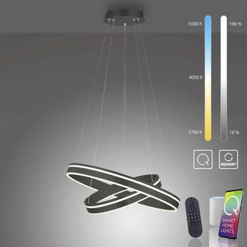Straluma Hanglamp Q-Vito dubbel zwart + remote cct> Hanglampen|Smart lampen