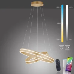 Straluma Hanglamp Q-Vito dubbele ring gold smart> Smart lampen|Hanglampen