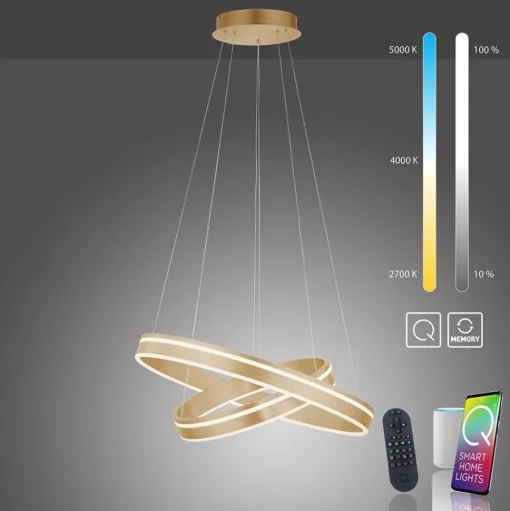 Straluma Hanglamp Q-Vito dubbele ring gold smart> Smart lampen|Hanglampen