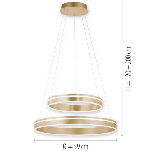 Straluma Hanglamp Q-Vito dubbele ring gold smart> Smart lampen|Hanglampen