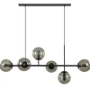 Straluma Hanglamp Random bol 6L zwart met smoke glas> Eettafellampen|Keukenverlichting