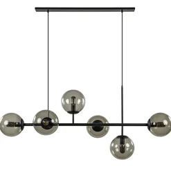 Straluma Hanglamp Random bol 6L zwart met smoke glas> Eettafellampen|Keukenverlichting