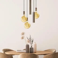 Straluma Hanglamp Riva 5l rond platinum></noscript> Eettafellampen|Eetkamerverlichting