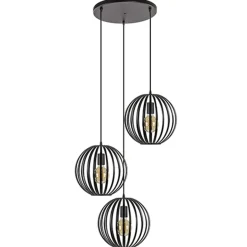 Straluma Hanglamp rond 3-lichts bollen zwart> Pendel Lampen|Slaapkamerlampen