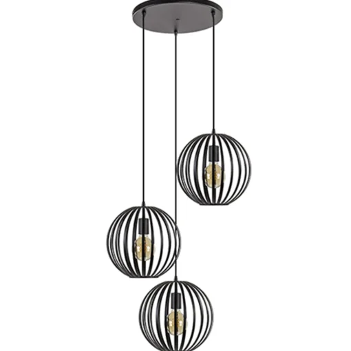 Straluma Hanglamp rond 3-lichts bollen zwart> Pendel Lampen|Slaapkamerlampen