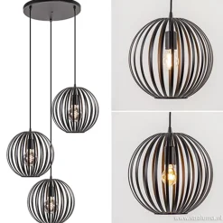 Straluma Hanglamp rond 3-lichts bollen zwart></noscript> Pendel Lampen|Slaapkamerlampen