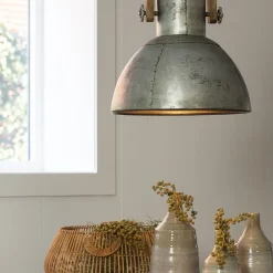 Straluma Hanglamp Shelly industrieel zink/hout></noscript> Light and Living|Woonkamerlampen