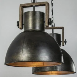 Straluma Hanglamp Shelly 2-lichts brons/hout></noscript> Eettafellampen|Light and Living