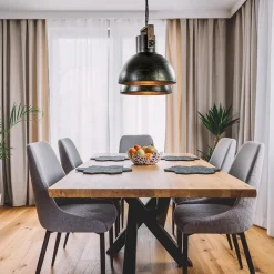 Straluma Hanglamp Shelly 2-lichts brons/hout></noscript> Eettafellampen|Light and Living