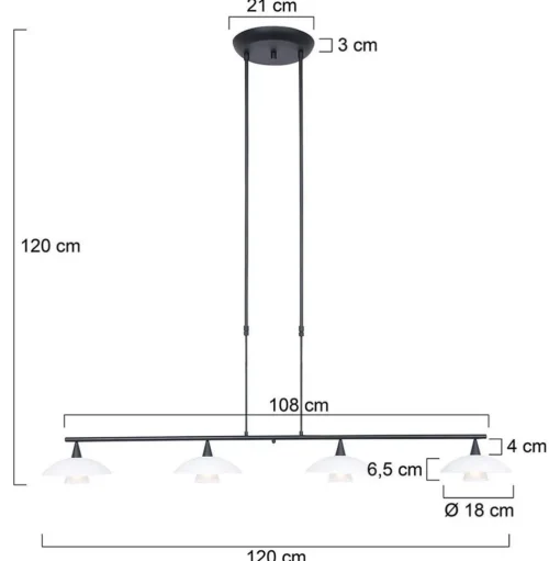 Straluma Hanglamp Sovereign 4l zwart met dimmer> Hanglampen|Eettafellampen