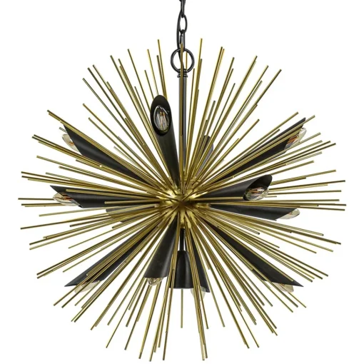 Straluma Hanglamp Springfield rond zwart/goud sprieten> Eettafellampen|Videverlichting