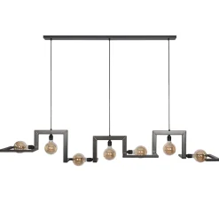Straluma Hanglamp Tortona 7l 210 zwartstaal/koper> Eettafellampen|Pendel Lampen