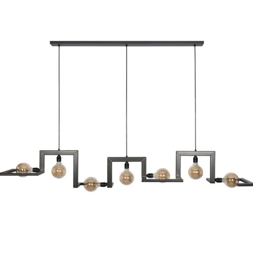 Straluma Hanglamp Tortona 7l 210 zwartstaal/koper> Eettafellampen|Pendel Lampen