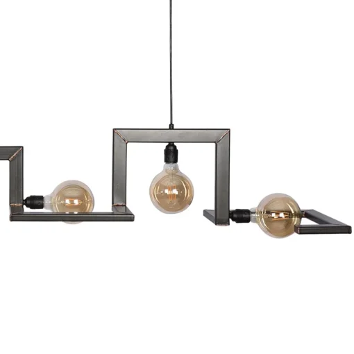 Straluma Hanglamp Tortona 7l 210 zwartstaal/koper> Eettafellampen|Pendel Lampen