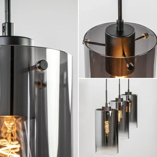 Straluma Hanglamp Ventotto 3l zwart/smoke glas> Eettafellampen|Keukenverlichting