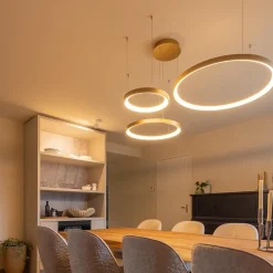 Straluma Hanglamp Vidal 3 ringen matgoud></noscript> Hanglampen|Eettafellampen