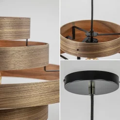 Straluma Hanglamp Walnut 6-ringen hout/zwart></noscript> Woonkamerlampen|Slaapkamerlampen