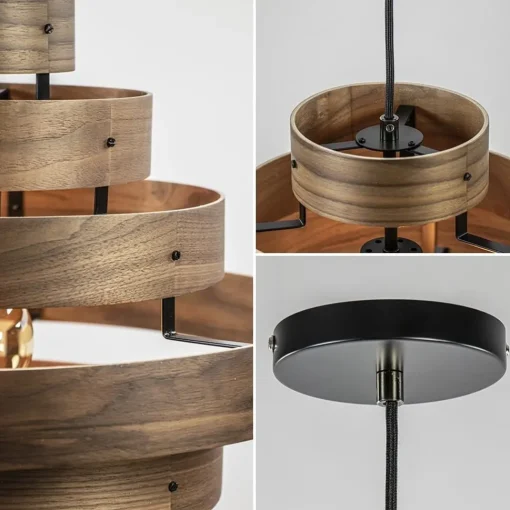 Straluma Hanglamp Walnut  zwart / walnoot hout> Woonkamerlampen|Slaapkamerlampen