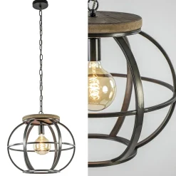 Straluma Hanglamp zwart industrieel open frame> Eettafellampen|Eetkamerverlichting