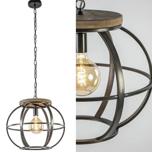 Straluma Hanglamp zwart industrieel open frame> Eettafellampen|Eetkamerverlichting