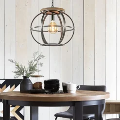 Straluma Hanglamp zwart industrieel open frame></noscript> Eettafellampen|Eetkamerverlichting