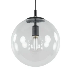 Straluma Hanglamp zwart met helder glazen bol 30 cm> Woonkamerlampen|Slaapkamerlampen