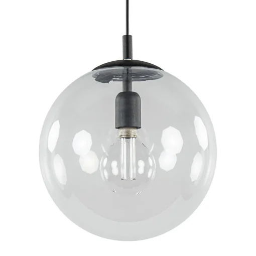Straluma Hanglamp zwart met helder glazen bol 30 cm> Woonkamerlampen|Slaapkamerlampen