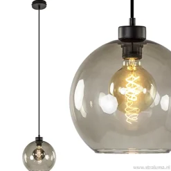 Straluma Hanglamp zwart met smoke glas 25cm></noscript> Nachtkastlampen|Pendel Lampen