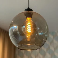 Straluma Hanglamp zwart met smoke glas 25cm></noscript> Nachtkastlampen|Pendel Lampen