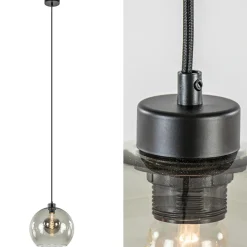 Straluma Hanglamp zwart met smoke glas 30cm> Nachtkastlampen|Keukenverlichting