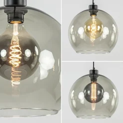 Straluma Hanglamp zwart met smoke glas 30cm></noscript> Nachtkastlampen|Keukenverlichting