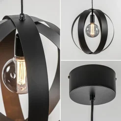 Straluma Hanglamp zwart metalen ringen 40 cm></noscript> Hanglampen|Industriële Verlichting