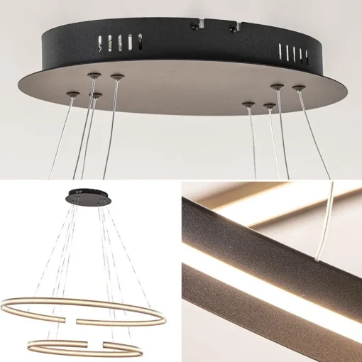 Straluma Hanglamp zwart 2x ledband ovaal> Hanglampen|Eettafellampen