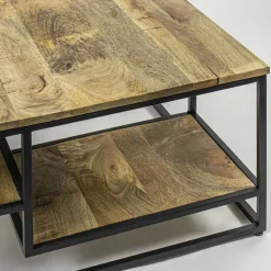 Straluma Hoektafel mangohout met zwart frame 70x70x40 cm></noscript> Salontafels|Bijzettafels
