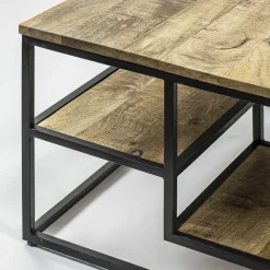 Straluma Hoektafel mangohout met zwart frame 70x70x40 cm></noscript> Salontafels|Bijzettafels