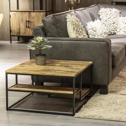Straluma Hoektafel mangohout met zwart frame 70x70x40 cm></noscript> Salontafels|Bijzettafels