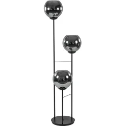 Straluma Hotel chique 3-lichts vloerlamp zwart met smoke/titanium glas> Vloerlampen|Luxe Verlichting