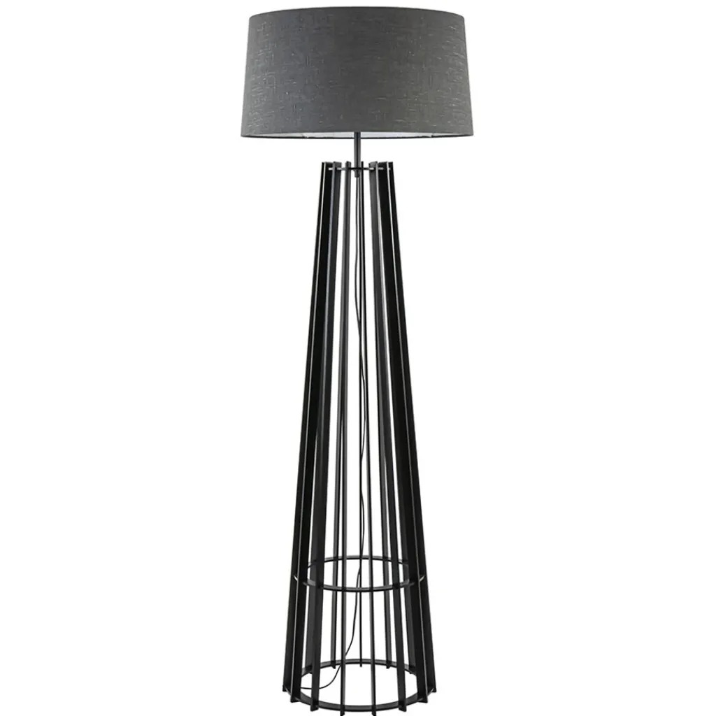 Straluma Houten lampvoet mat zwart exclusief kap> Vloerlampen|Lampenvoeten