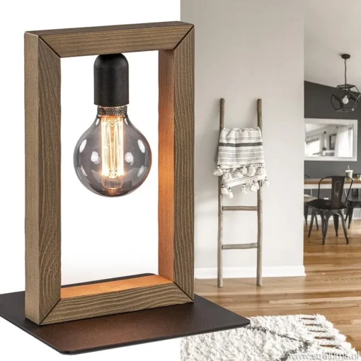 Straluma Houten tafellamp frame met zwart> Slaapkamerlampen|Halverlichting