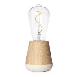 Straluma Houten tafellamp met helder glas oplaadbaar/dimbaar> Keukenverlichting|Eetkamerverlichting