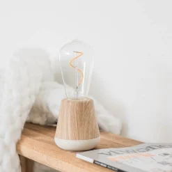 Straluma Houten tafellamp met helder glas oplaadbaar/dimbaar></noscript> Keukenverlichting|Eetkamerverlichting