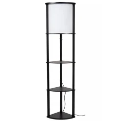 Straluma Houten vloerlamp zwart met beige kap> Vloerlampen|Landelijke Verlichting