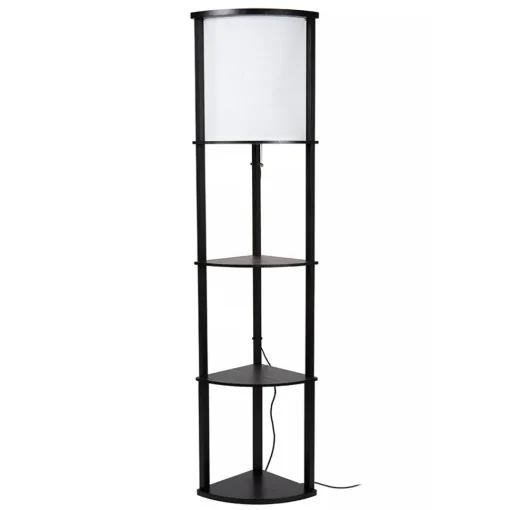 Straluma Houten vloerlamp zwart met beige kap> Vloerlampen|Landelijke Verlichting