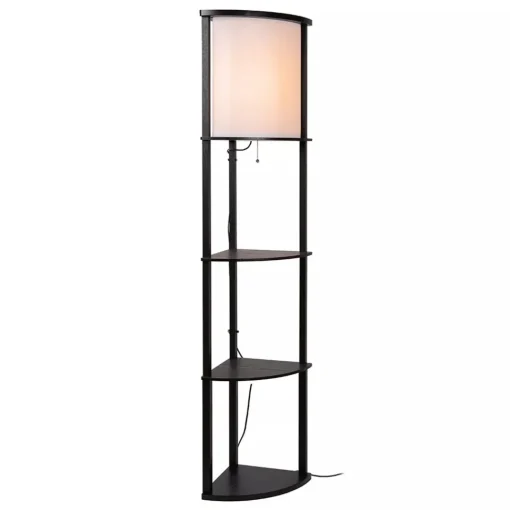 Straluma Houten vloerlamp zwart met beige kap> Vloerlampen|Landelijke Verlichting