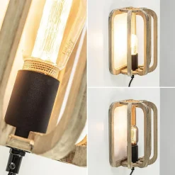 Straluma Houten wandlamp met zwarte fitting en snoer></noscript> Kooilampen|Woonkamerlampen