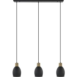 Straluma Industrieel landelijke hanglamp 3-lichts zwart met hout> Eettafellampen|Keukenverlichting